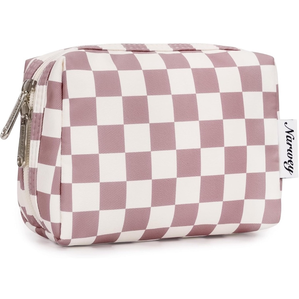 NWOT Toiletry Case check print Dusty Rose